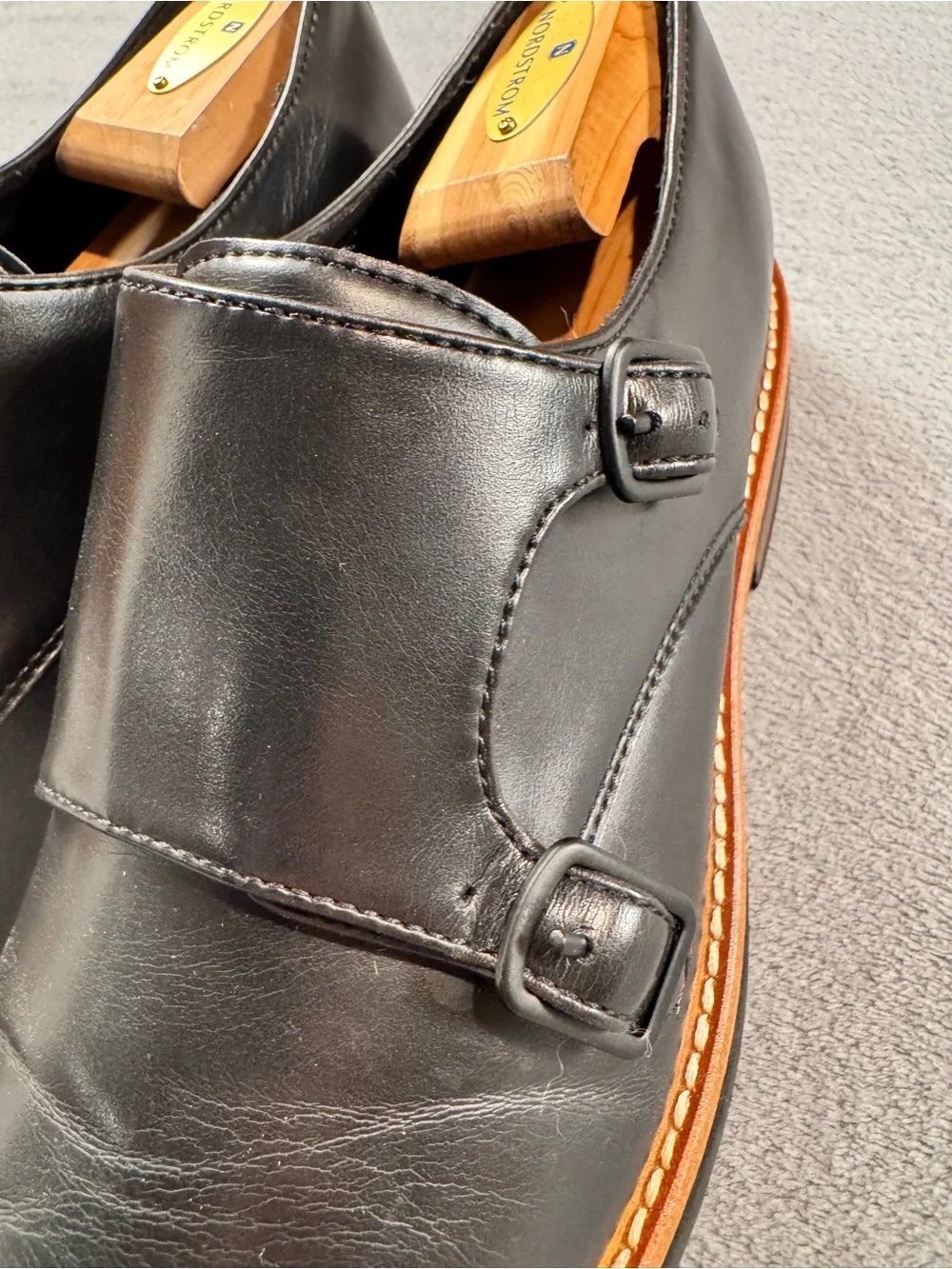 Kenneth Cole Reaction Klay Flex Black Leather Double Monk Strap Oxfords